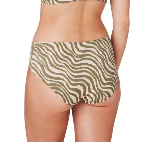 ANDIE Stripe Low Rise Bottom Women Sz L Olive Feminine Animal Resort Cottage NWT - Picture 3 of 12